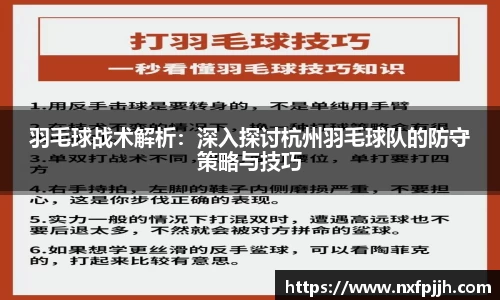 羽毛球战术解析：深入探讨杭州羽毛球队的防守策略与技巧